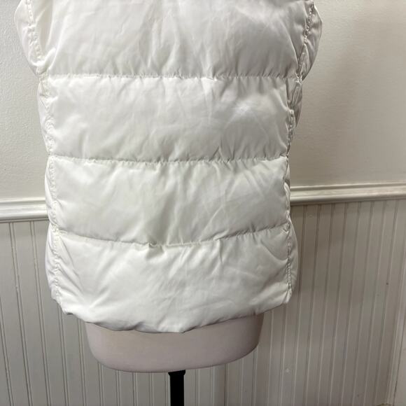 Lands End Size M Puffer Vest Down Feather Fill Removable Hood Faux Fur Trim - Picture 11 of 15